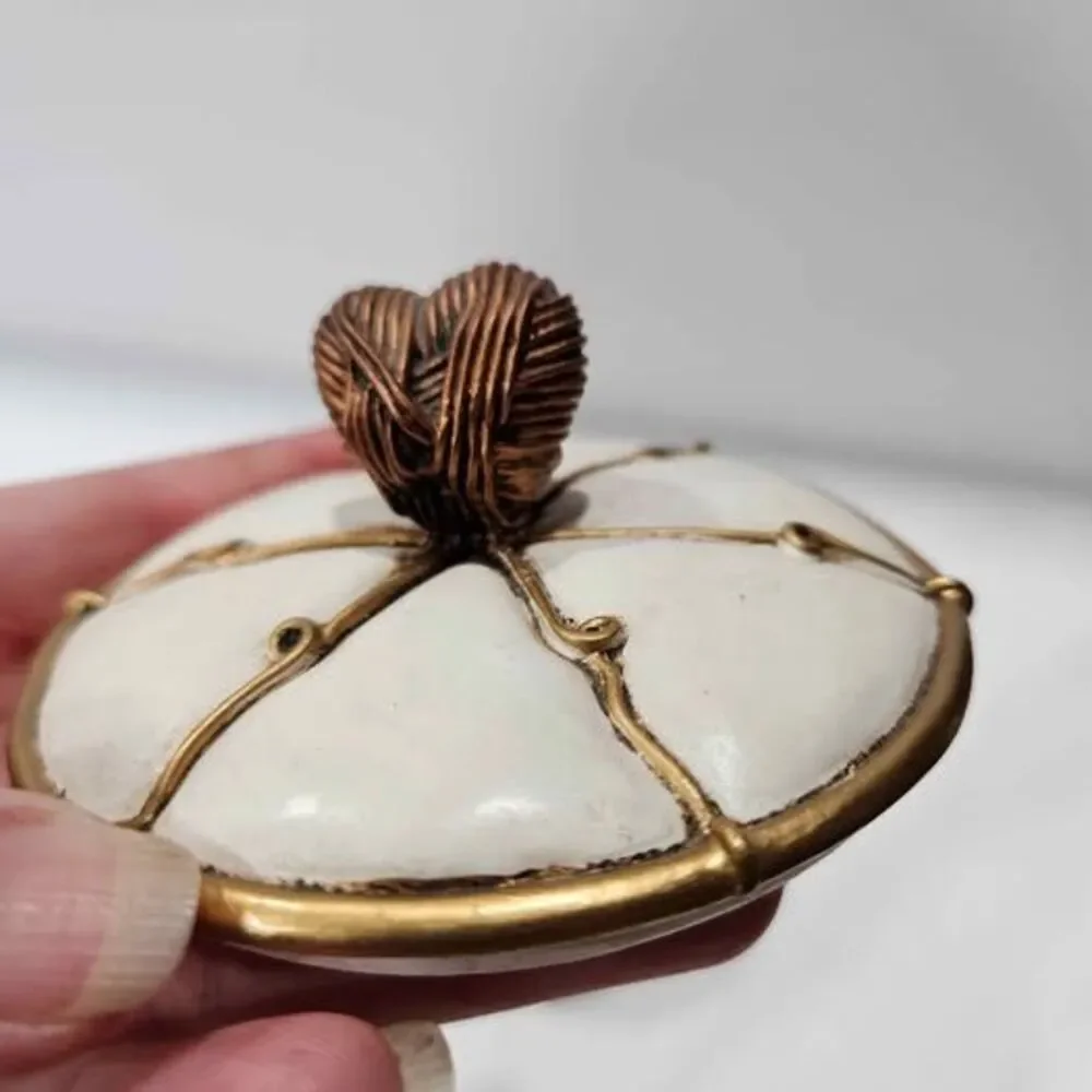White Gold Copper colored Heart Trinket Box